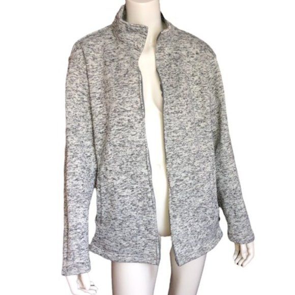 Beverly Hills Polo Club Gray Marled Zip-Up Knit Jacket Sweater XL - Picture 3 of 9